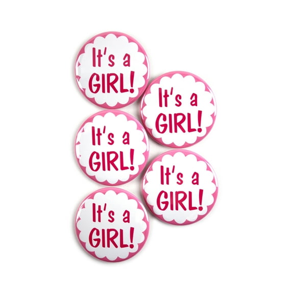 5 Pack - It's a Girl! Newborn Baby Parent Celebration Pinback Button Badges - 2.25 Inch