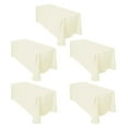 thumbnail image 1 of 5-Pack Ivory Rectangular Tablecloths 90 in x 132 in with Rounded Corners - Ideal for 6 ft Table with Floor-Length Drop - Polyester Fabric Cloth Table Covers for Wedding, Party, 1 of 6