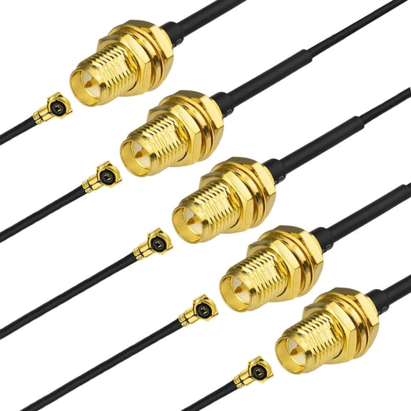 (5-Pack) JacobsParts 6" U.FL / IPX to RP-SMA Female Antenna WiFi Pigtail Cable ufl ipex 1.13mm Mini PCI