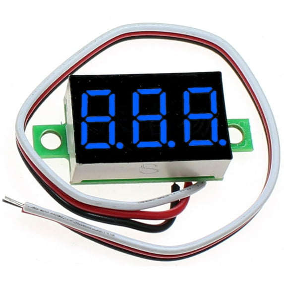 (5 Pack) JacobsParts DC 0-30V 3-Wire Voltmeter 3-Digit LED Display Panel Volt Meter Digital Voltage Tester (Blue)