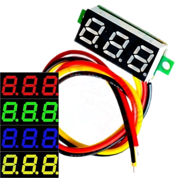 (5-Pack) JacobsParts Ultra-small 0-100V DC 3-Wire Voltmeter LED Volt Meter Voltage Tester (Green)