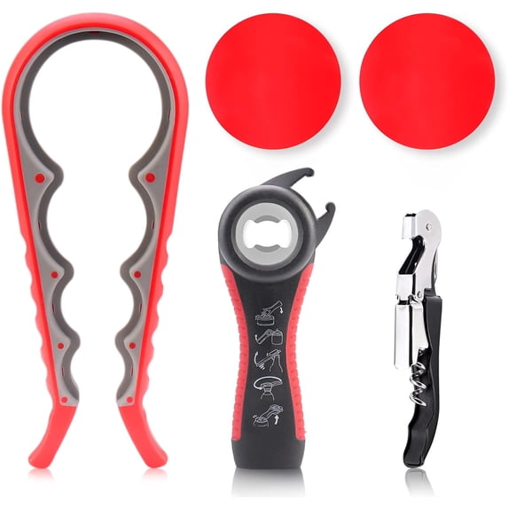 5 Pack Jar Opener For Seniors With Arthritis, Easy Twist Lid Opener Jar Opener For Opening Jars With 2 PCS Rubber Jar Gripper, Multi Can Openers Prime For Seniors With Arthritis