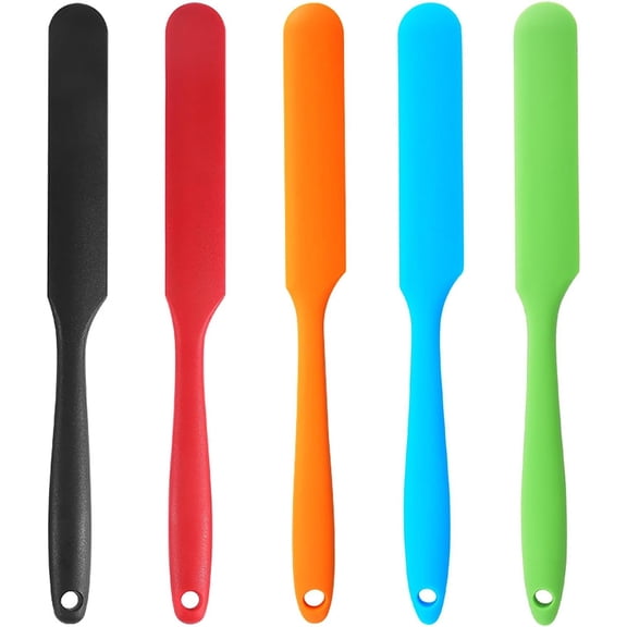 ?5 Pack? Jar Spatula, Long Handle Jar Scraper Spurtle, Sourdough Spatula, Non-Stick Heat Resistant Cake Cream Spatulas Set, Small Spatulas for Kitchen Use