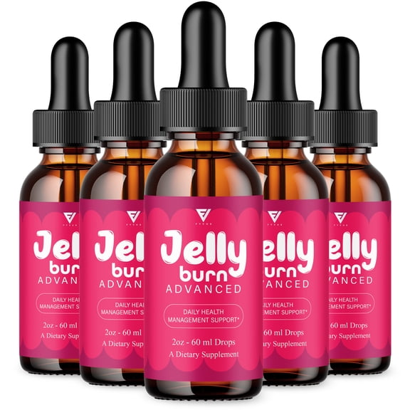 (5 Pack) Jelly Burn Health Management Drops, JellyBurn Liquid Supplement (10oz)
