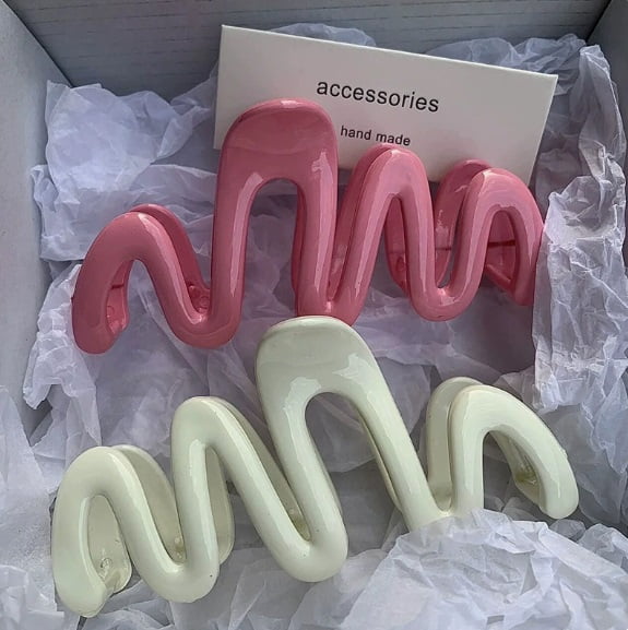 5-Pack Jelly Color Shark Clips - Wave Design Hair Clamps for All Hair Types