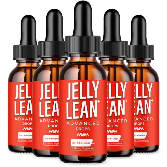 (5 Pack) Jelly Lean Advanced Drops, Jelly Lean Advanced Daily Health Formula (10oz)