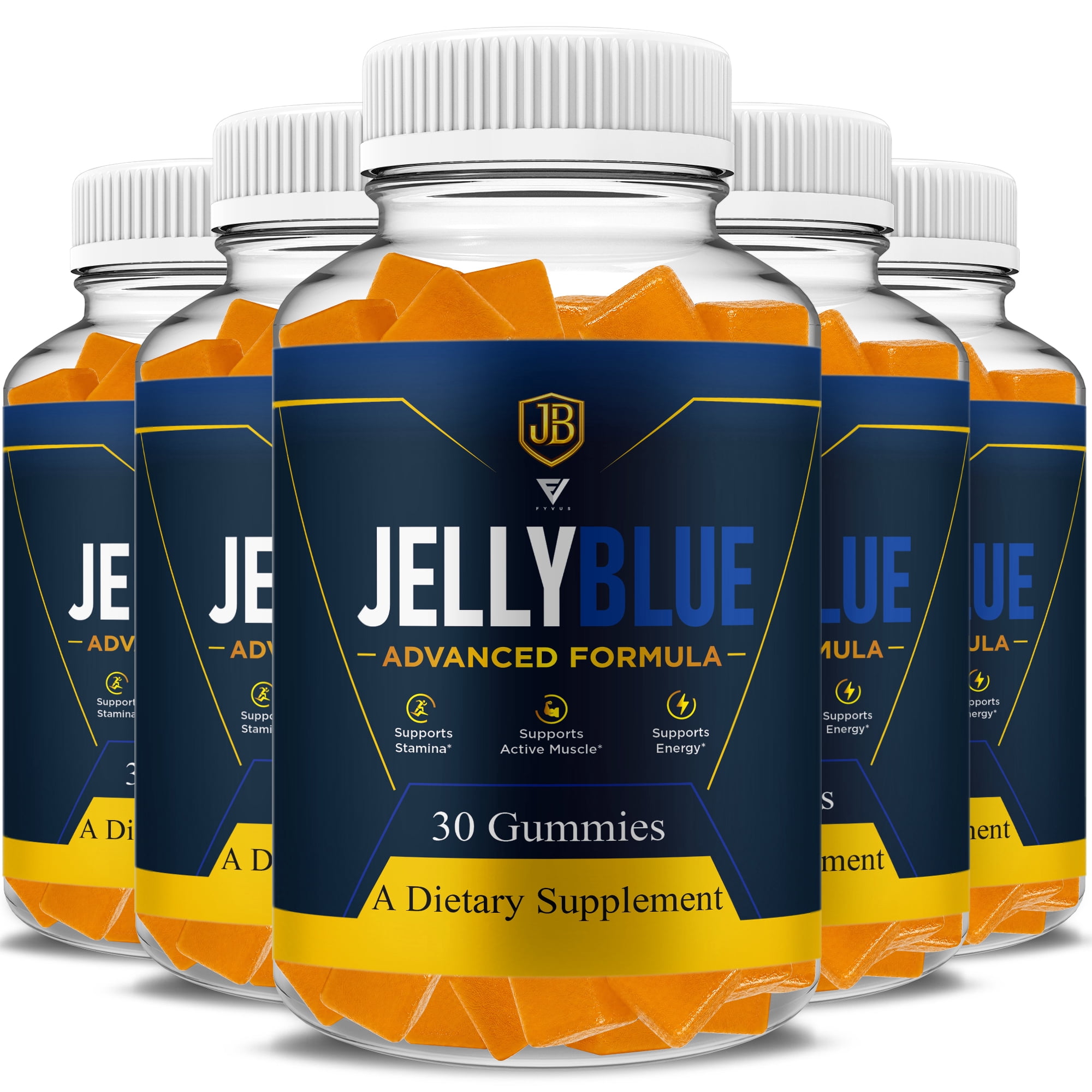 (5 Pack) JellyBlue Advanced Gummies, Jelly Blue Male Supplement (150 Gummies)