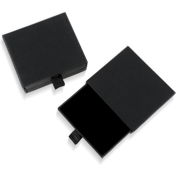 5 Pack Jewelry Gift Boxes, 3.14 x 3.14 x 0.98Inch Small Gift Boxes, Cardboard Jewelry Boxes, Drawer Type Jewelry Organizer Box, Jewelry Box for Women for Bracelets Earrings Necklaces Earring (Black)