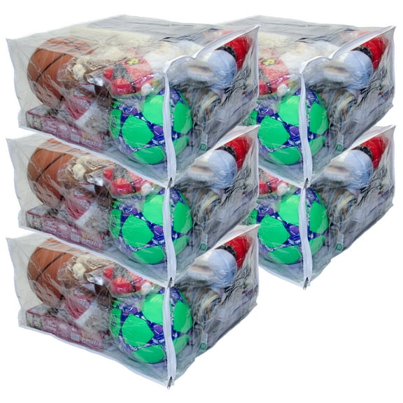 5-Pack Jumbo Heavy Duty Vinyl Zippered Storage Bags (Clear) 23" x 23" x 12" for Sweaters, Blankets, Comforters, Bedding Sets and Much More!