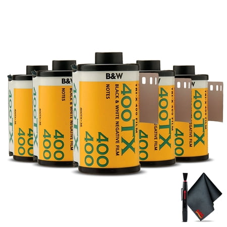 5-Pack KODAK Tri-X ASA / ISO 400 Film for 35mm Camera (1 Roll) with 6Ave Cleaning Kit