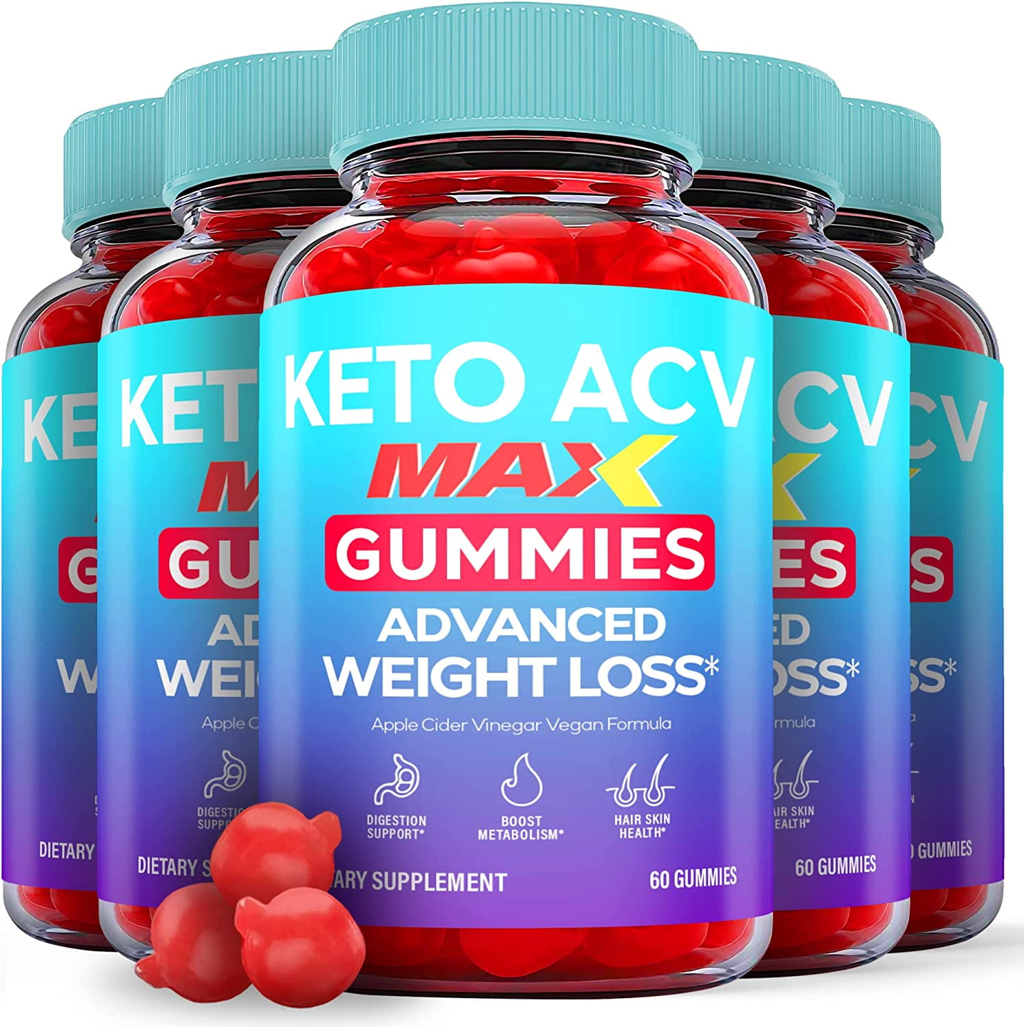 Disodium Succinate Powder Supplement Fat Loss (Pack of 5) Keto ACV Max Gummies - Weight Loss Control & Energy