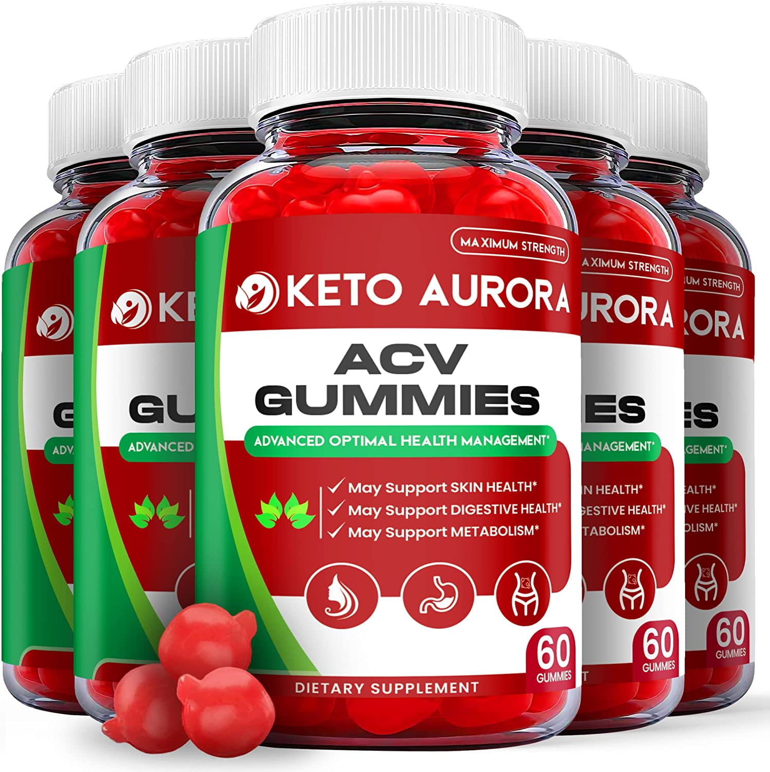 (5 Pack) Keto Aurora Keto ACV Gummies - Supplement for Weight Loss - Energy & Focus Boosting Dietary Supplements for Weight Management & Metabolism - Fat Burn - 300 Gummies