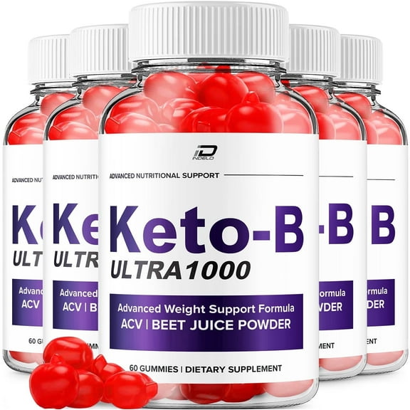 (5 Pack) Keto-B Ultra 1000 ACV Gummies Supplement - KetoB Ultra1000 + ACV Gummies Apple Cider Vinegar 1000MG, Keto B Ultra1000 Keto Gummies Reviews, Vitamin B12 (300 Gummies)