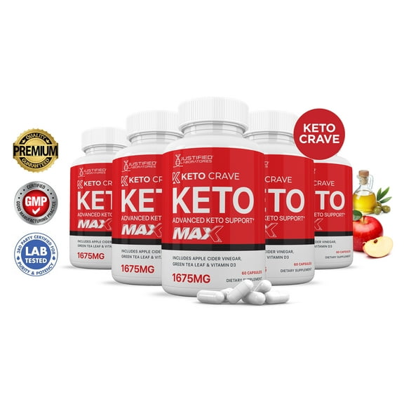 (5 Pack) Keto Crave ACV MAX Pills 1675mg Alternative to Gummies Dietary Supplement 300 Capsules