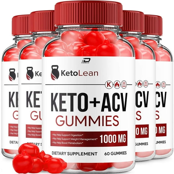 (5 Pack) Keto Lean Keto ACV Gummies Supplement KetoLean + ACV Gummies Apple Cider Vinegar 1000MG, Lean Keto Gummies Reviews, Vitamin B12 (300 Gummies)