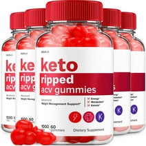 (5 Pack) Keto Ripped Gummies, Keto Ripped ACV Gummies Advanced Weight Management Supplement 1000mg, Apple Cider Vinegar Vitamin B12, Advanced Keto Ripped ACV Gummies (300 Gummies)
