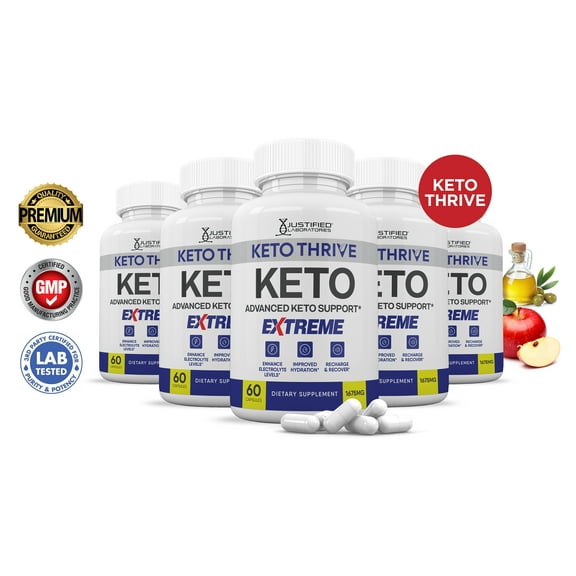 (5 Pack) Keto Thrive ACV Extreme Pills 1675mg Alternative to Gummies Dietary Supplement 300 Capsules