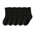 thumbnail image 1 of 5 Pack Kids Comfortable Seamless Socks Boys Girls Solid Color Athletic Socks School Ankle Socks Boys Mid Calf Socks Casual Sports Socks Odor Proof Sweat Absorbing Tube Socks for Kids, 1 of 3