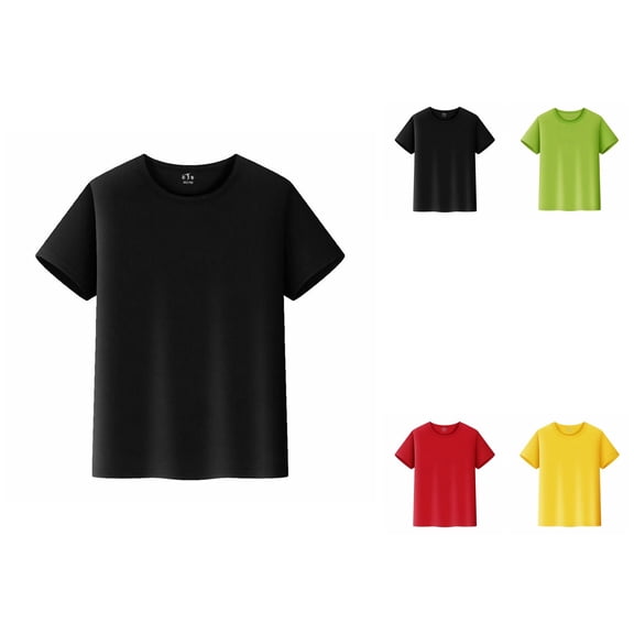 5 Pack Kids T-Shirts, Short Sleeve Cotton Crew Neck Tees for Boys & Girls, Unisex Toddler Children's Top for Summer Plain