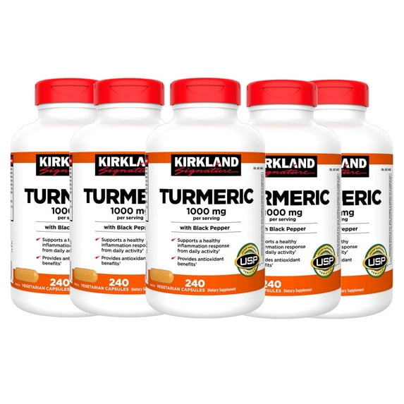 5 Pack | Kirkland Signature Turmeric 1000 mg., 240 Capsules