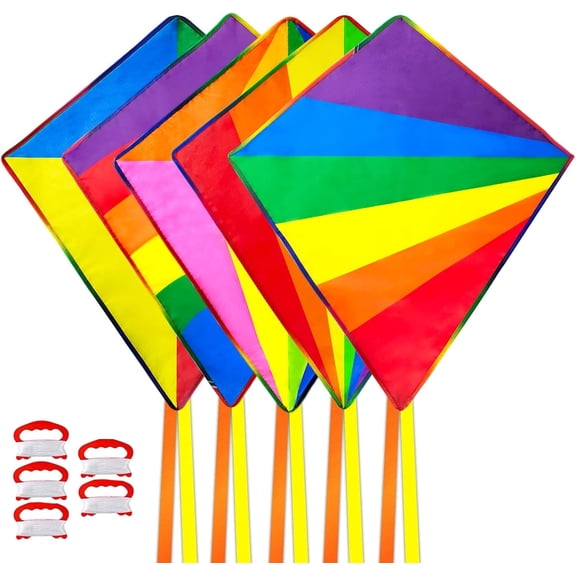 5 Pack Kite for Kids Adults Easy to Fly, Rainbow Kites for Toddlers Age 3-5 Beginners, Kites for Kids Ages 4-8 8-12 Easy to Fly in Low Wind- Kite for Family Beach Outdoor Games and Activities