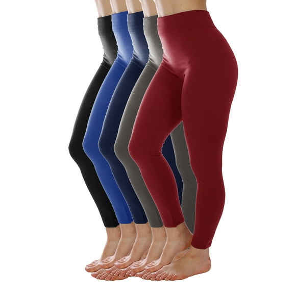 5 Pack Kuda Moda Queen Size Warm Fleece Lined Thick Brushed Full Length Leggings Tights L-XL-2XL