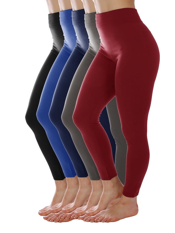 5 Pack Kuda Moda Queen Size Warm Fleece Lined Thick Brushed Full Length Leggings Tights L-XL-2XL