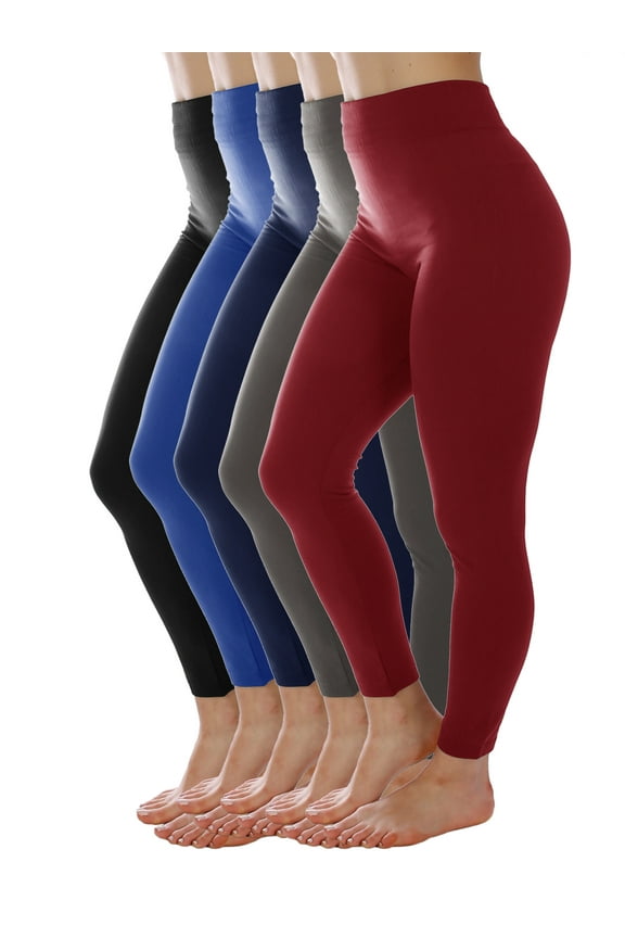 5 Pack Kuda Moda Queen Size Warm Fleece Lined Thick Brushed Full Length Leggings Tights L-XL-2XL