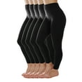 thumbnail image 1 of 5 Pack Kuda Moda Queen Size Warm Fleece Lined Thick Brushed Full Length Leggings Tights L-XL-2XL, 1 of 5