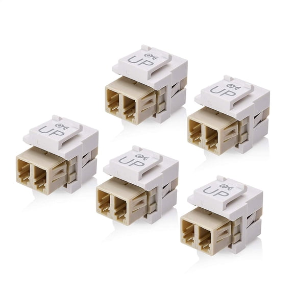 5-Pack LC UPC Duplex Fiber Optic Keystone Coupler Jack, OM1/OM2/OM3/OM4 Multimode, OS2 Single Mode Support