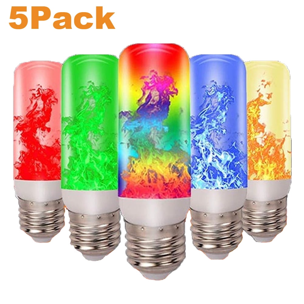 5 Pack LED Flame Effect Fire Light Bulbs E27, Flickering Fire