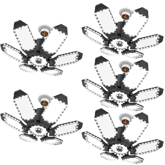 5 Pack LED Garage Light 220W LED Garage Ceiling Light 22000LM 6500K Super Bright Garage Lighting