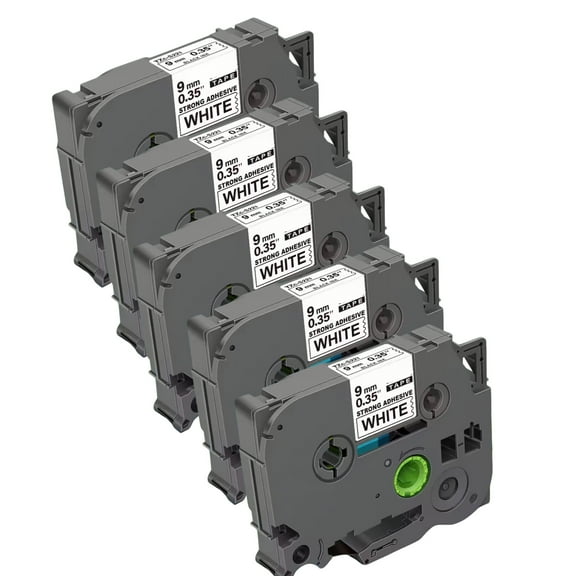 5 Pack Label Maker Tape Laminated Replacement for Brother P-Touch Label Maker Refills TZe Tz Tape Work with Brother PT-D400 PTD410 PTD600