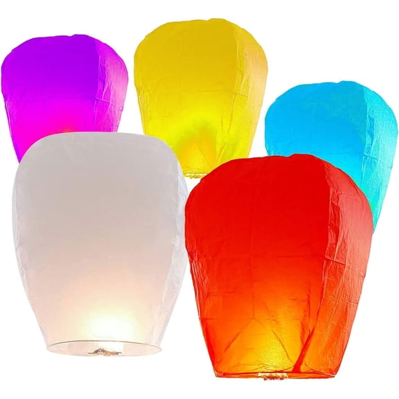 5 Pack Lanterns, Multicolored Paper Lanterns Wishing Lanterns Party Decorations for Weddings Celebration Event and Festival(Random Color)