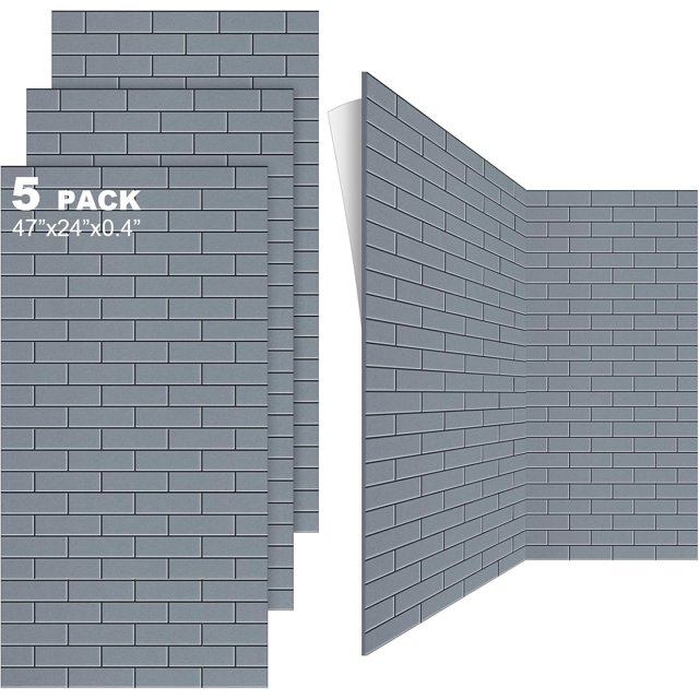 5 Pack Large Acoustic Panels 47 x 24 x 0.4 Inch Self Adhesive