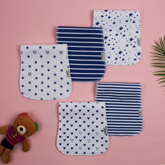 5-Pack Large Burp Cloths for Baby Boys & Girls - 100% Cotton, Extra Absorbent & Soft for Newborn Skin | Unisex Essentials for Feeding, Nursing & Spit Ups - Baby Shower Gift