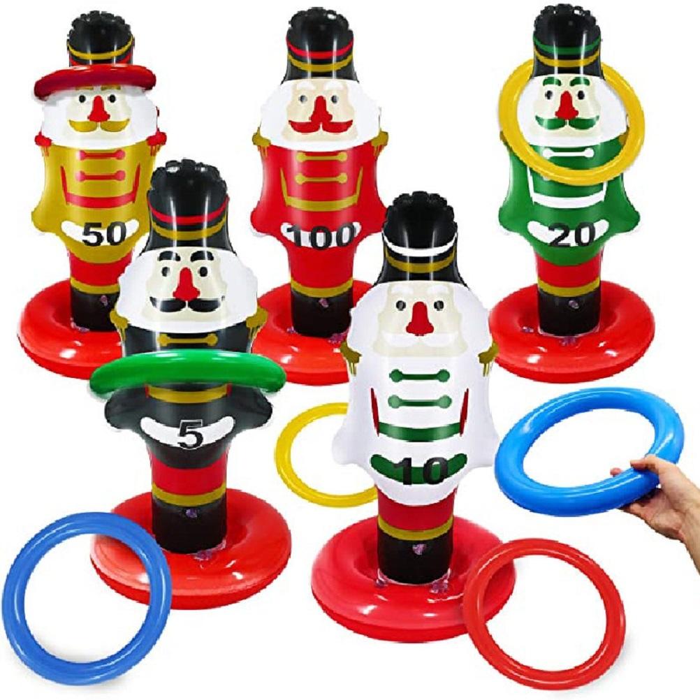 5 Pack Large Christmas Nutcrackers Inflatable Ring Toss Games Christmas Party Games Toys for