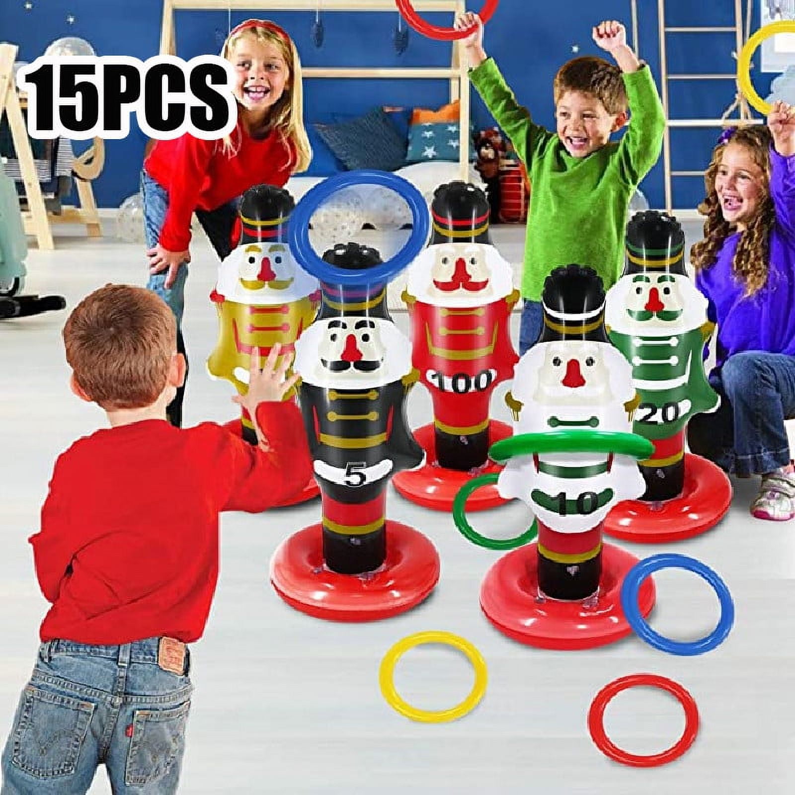 5 Pack Large Christmas Nutcrackers Inflatable Ring Toss Games Christmas