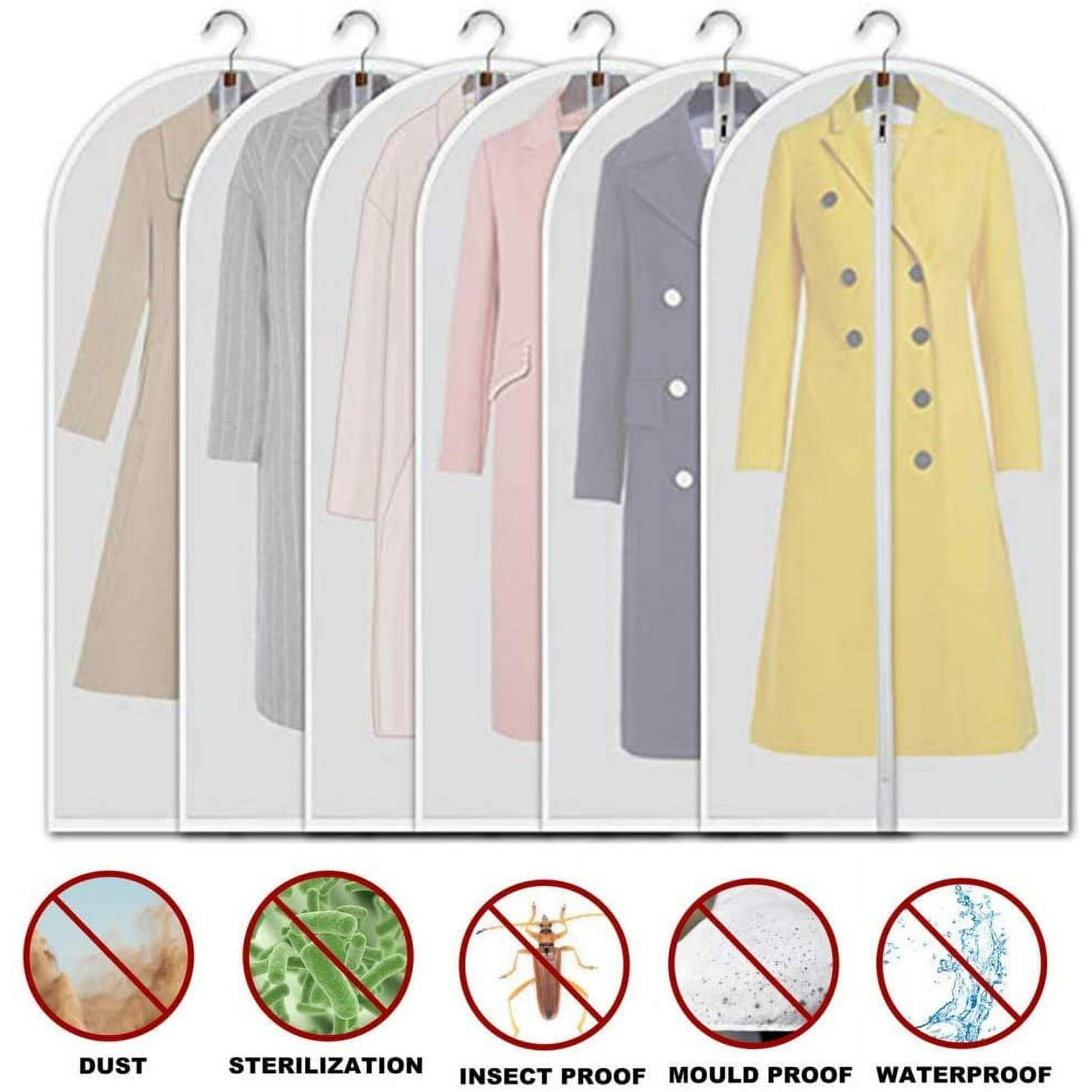 5 Pack Large Clear Garment BagsMoth Proof Garment Bags, Garment Cover