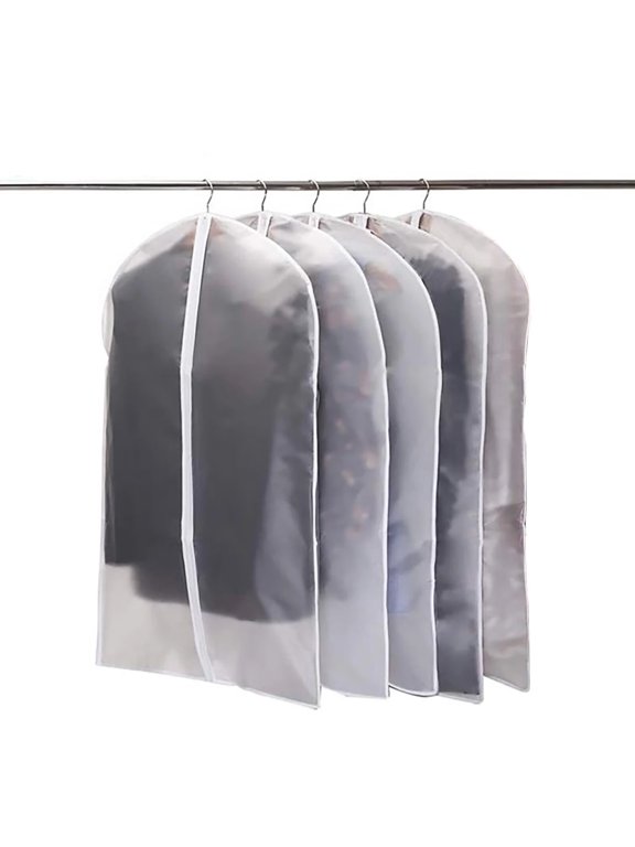 5-Pack Large Clear Garment Bags,Mothproof Garment Bags,Garment Cover,Hanging Garment Bags,Travel Storage,Large Storage Containers with Zipper Clothes Box Lids,Zippered Storage Bags for Closet