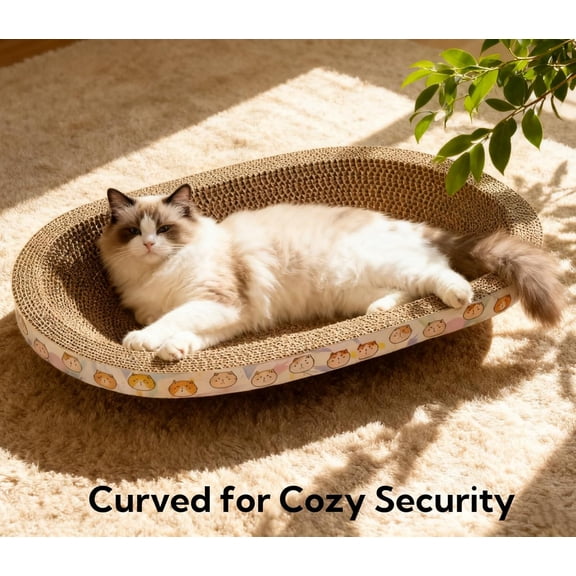 5 Pack Large Oval Scratcher Cardboard Bed Lounge Couch for Indoor Cats Grinding Claw Furniture Protector