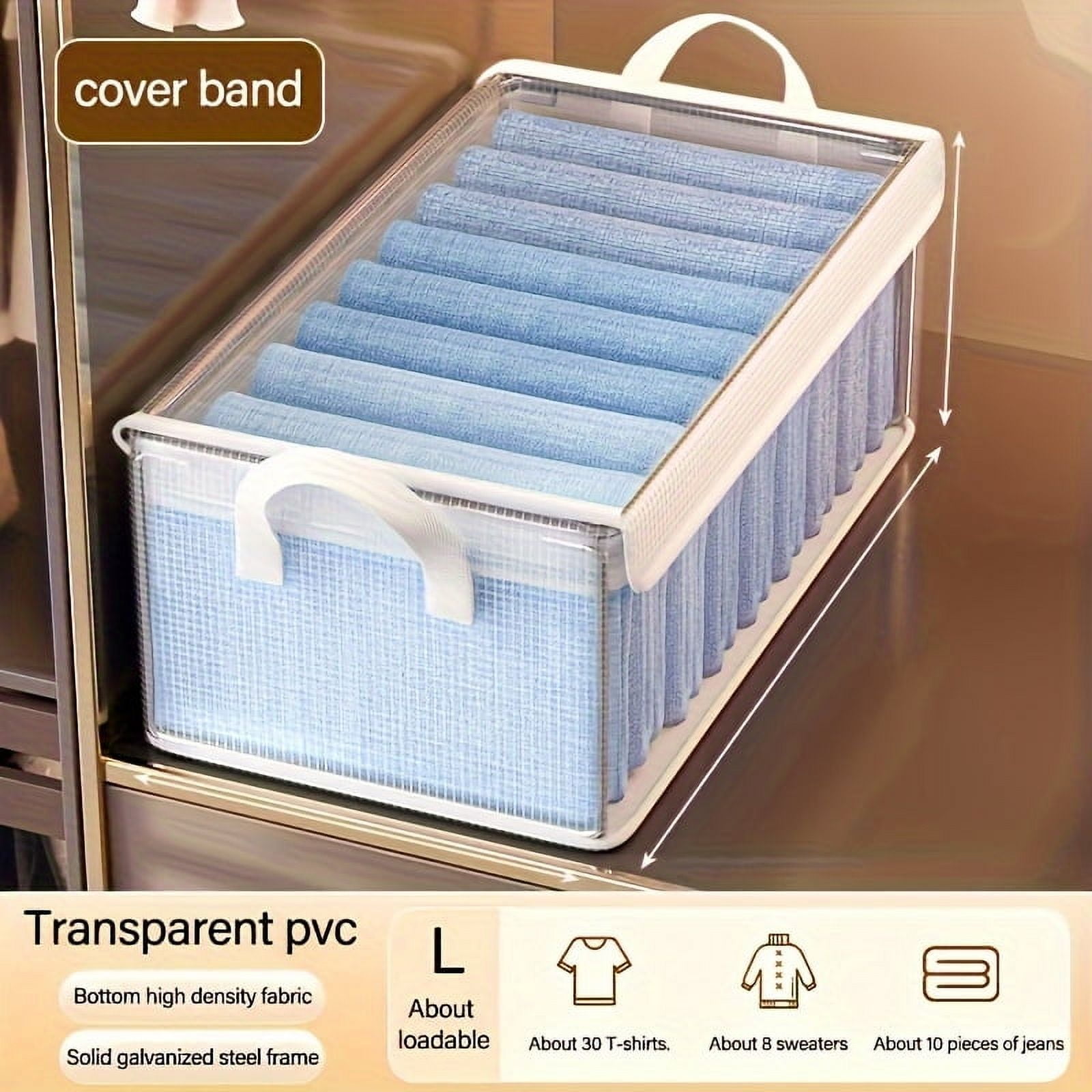 5pcs Large PVC Storage Box with Lid, Foldable Dustproof Clothes ...