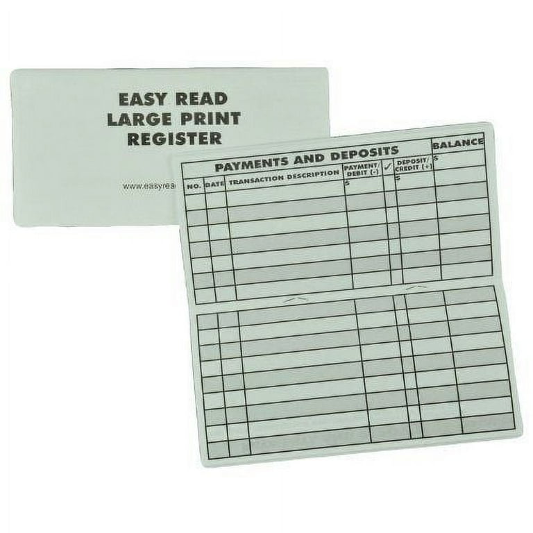5 Pack Large Print Checkbook Transaction Register, Easy to Fit