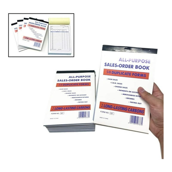 5 Pack Large Sales Order Book Receipt Invoice Duplicate Carbonless 50 Sets 5.5" X 8"5