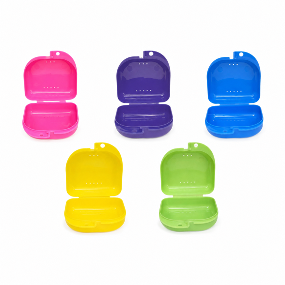 5 Pack Large Vented Retainer Box for Invisalign Mouthguard Denture Storage