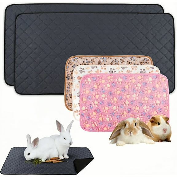 5 Pack Large Washable Pee Pads for Rabbit Dogs, Puppy Training Pads, Cage Liners, Highly Absorbent, Soft Velour Pads