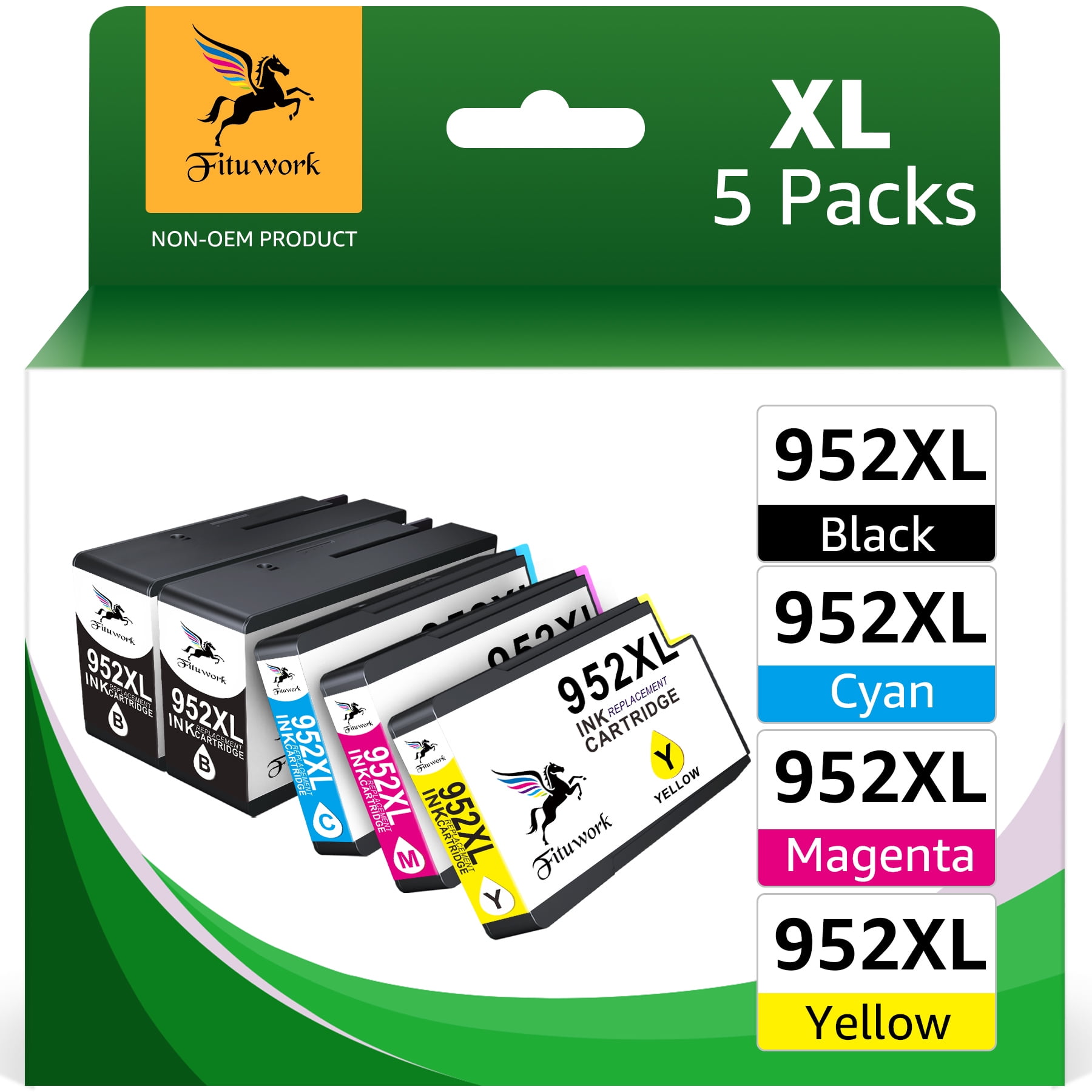 5Pack Latest Upgrade 952 XL Ink Cartridge Replacement for Printer Ink