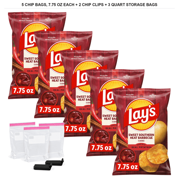 Lay's Original Wavy Potato Chips, 13 oz with 2 Reusable Chip Clips and ...