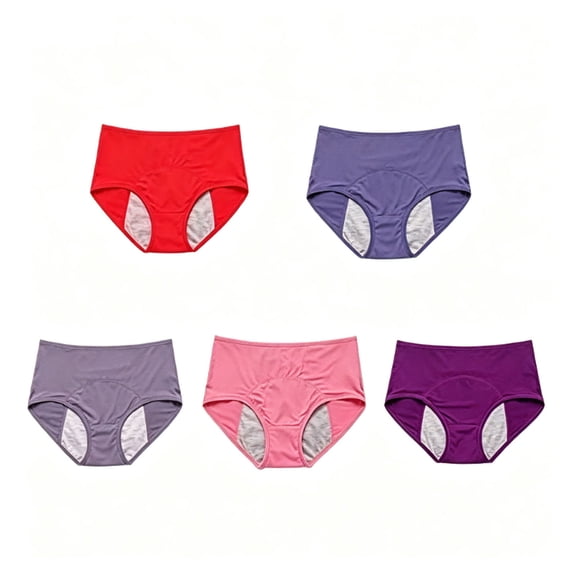 5 Pack Leakproof Incontinence Underwear for Women Over 60,incontinence underwear for women washable Reusable Cotton Middle Waisted Protective Briefs, 5X-Large