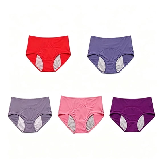 5 Pack Leakproof Incontinence Underwear for Women Over 60,incontinence underwear for women washable Reusable Cotton Middle Waisted Protective Briefs